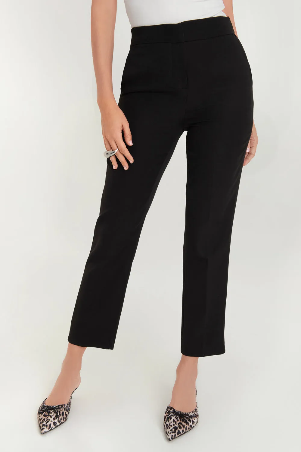 Pantalón ajustado cropped recto cintura alta