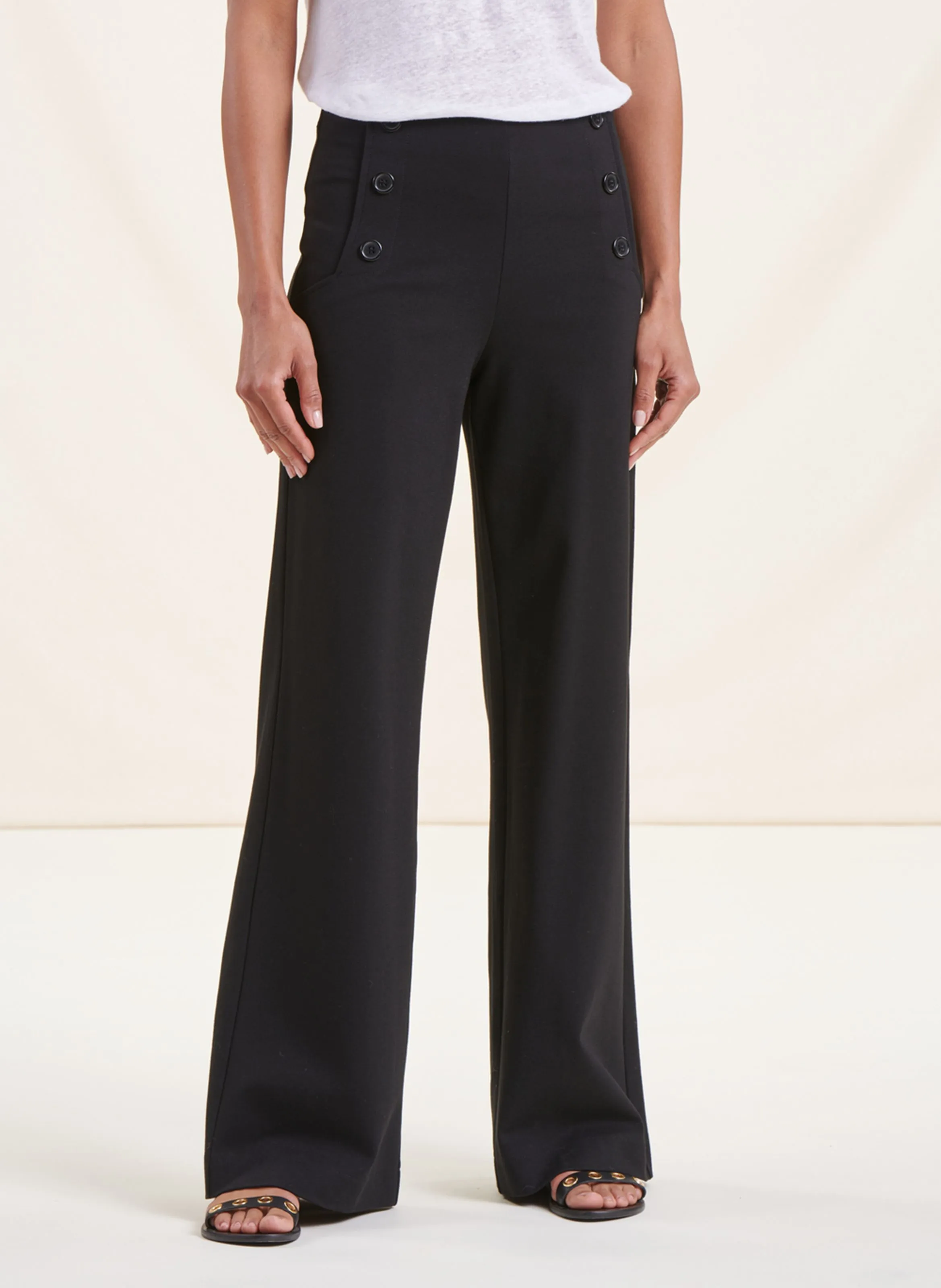 Pantalón ancho de talle alto en negro