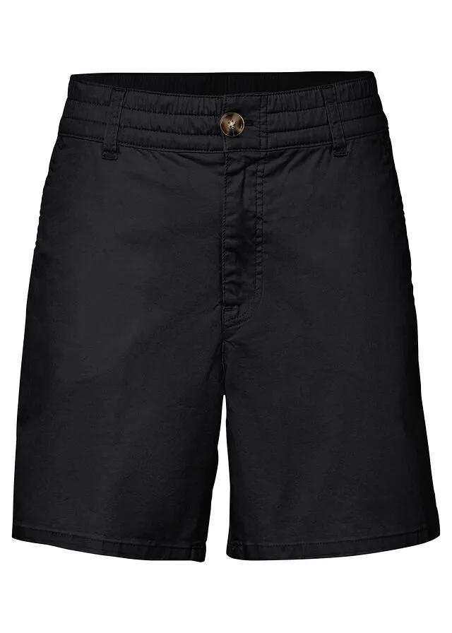 Pantalón corto de tiro alto de sarga Negro