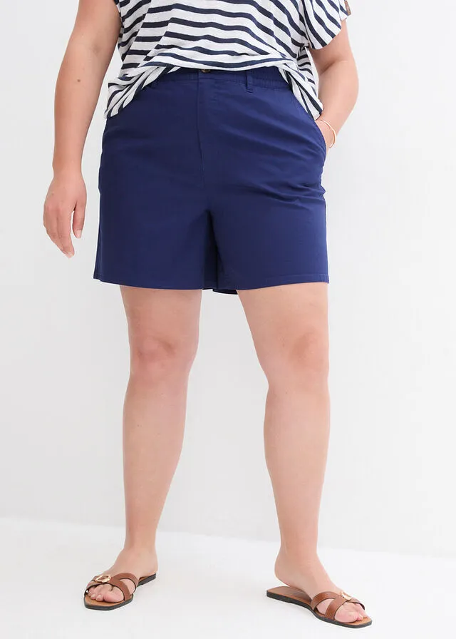 Pantalón corto de tiro alto de sarga Negro