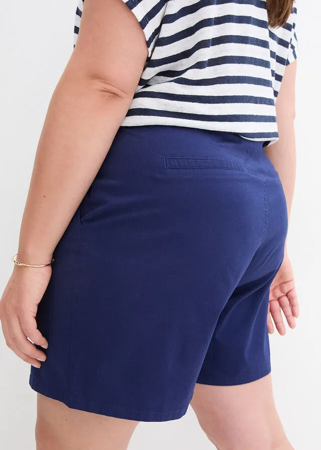 Pantalón corto de tiro alto de sarga Negro