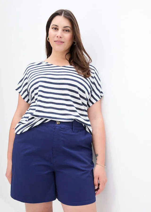 Pantalón corto de tiro alto de sarga Negro