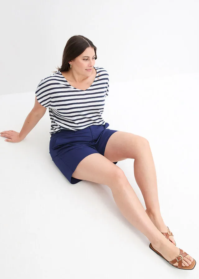 Pantalón corto de tiro alto de sarga Negro