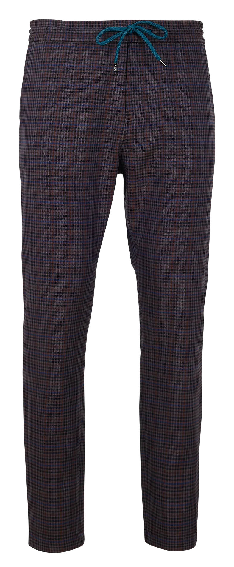 Pantalón recto de mezcla de algodón a cuadros en azul
