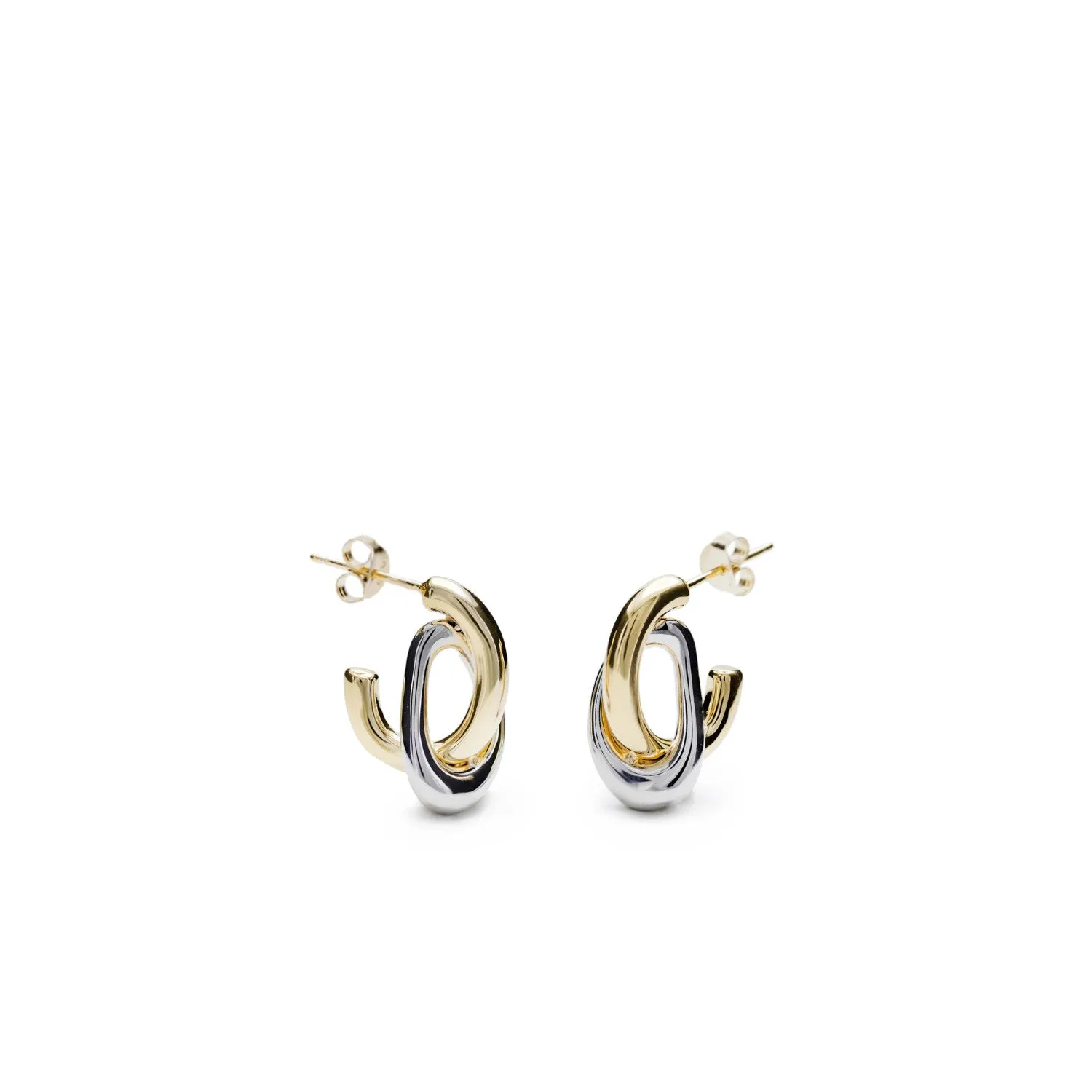 Pendientes aro originales diseo grueso bicolor entrelazado