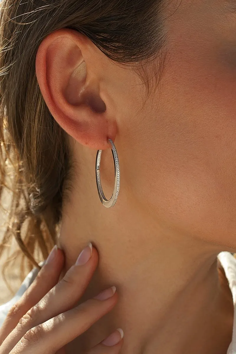 Pendientes aro plata circulares y clásicos con circonitas