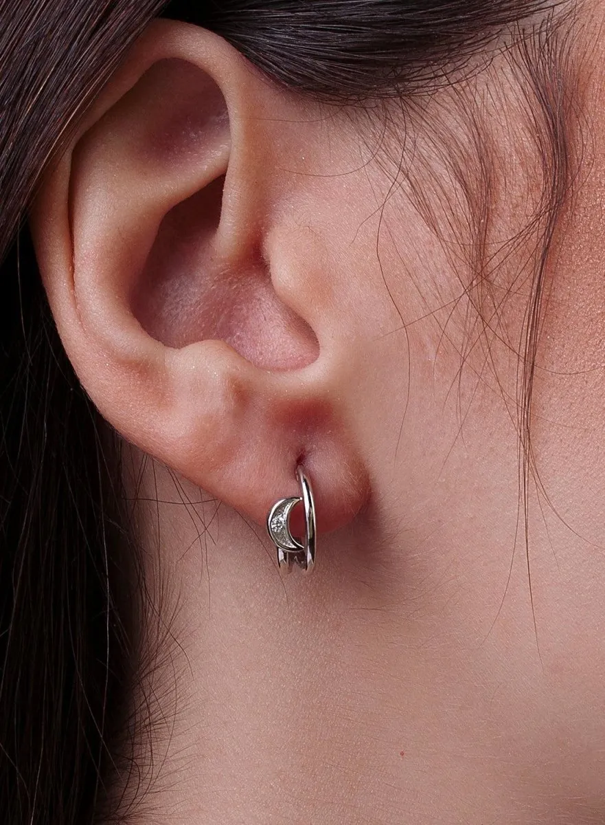 Pendientes aros pequeos diseo espiral con motivo de luna