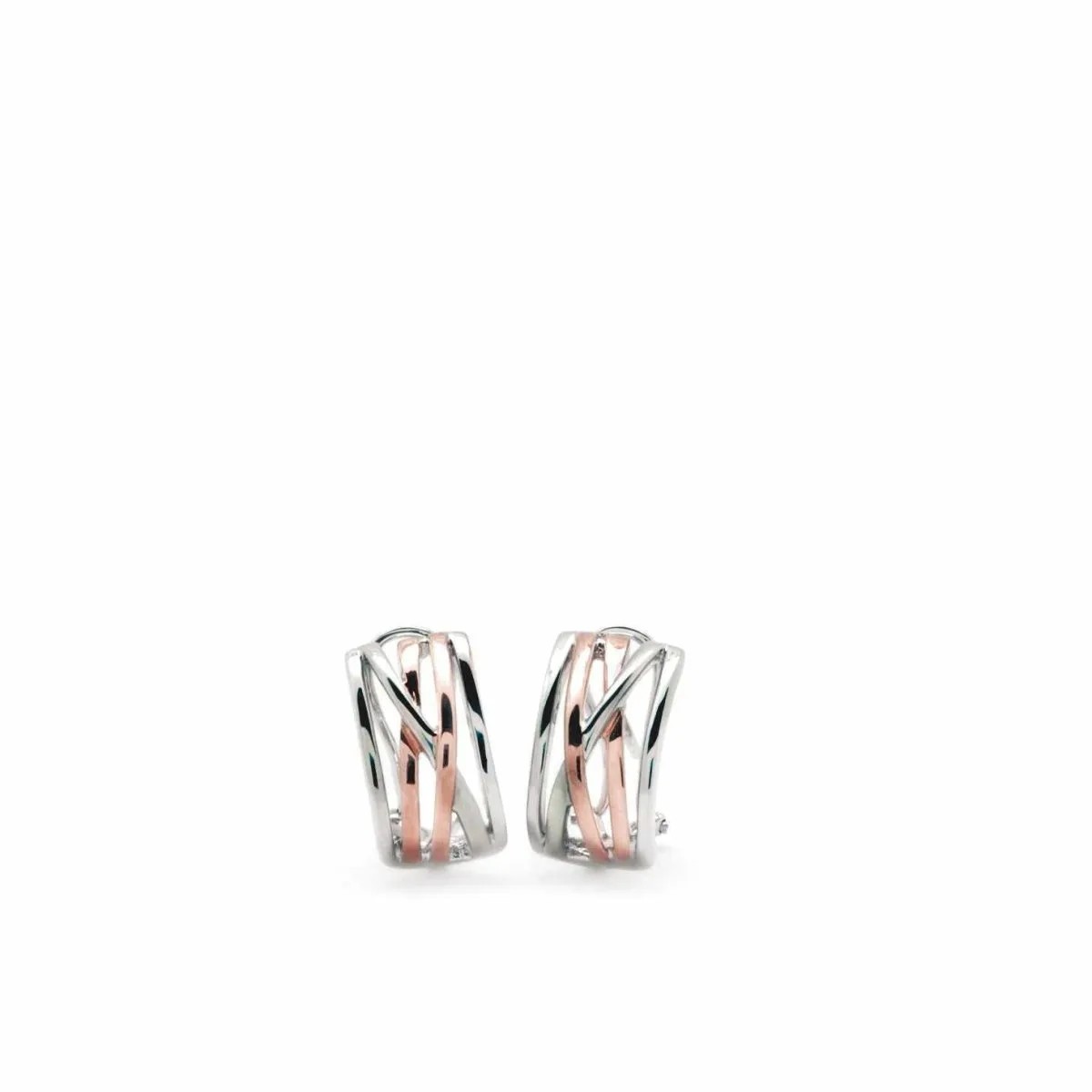 Pendientes bicolor diseo entrelazado de plata y plata vermeil