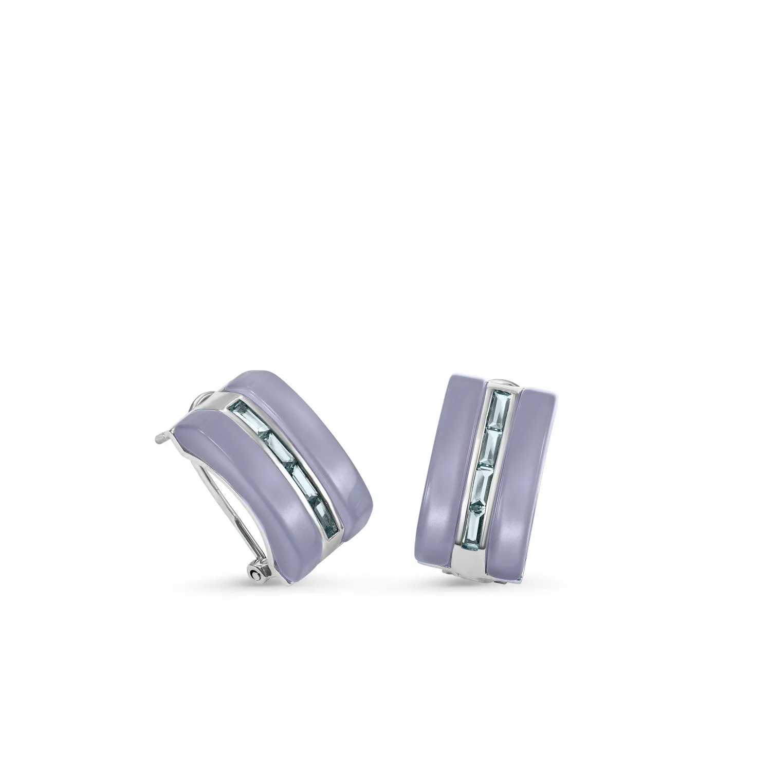 Pendientes cierre omega diseo resina y gemas lilas