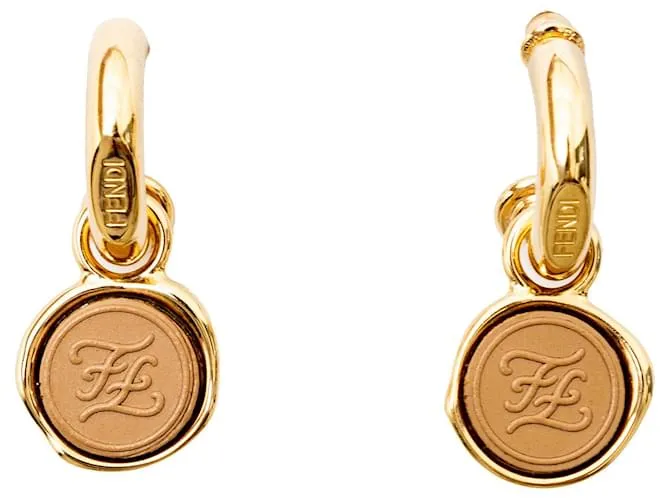 Pendientes colgantes con karligrafía de Fendi Dorado 