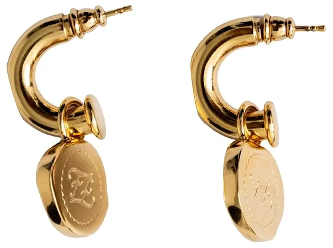Pendientes colgantes con karligrafía de Fendi Dorado 