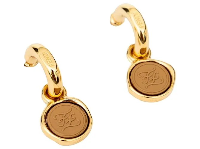 Pendientes colgantes con karligrafía de Fendi Dorado 