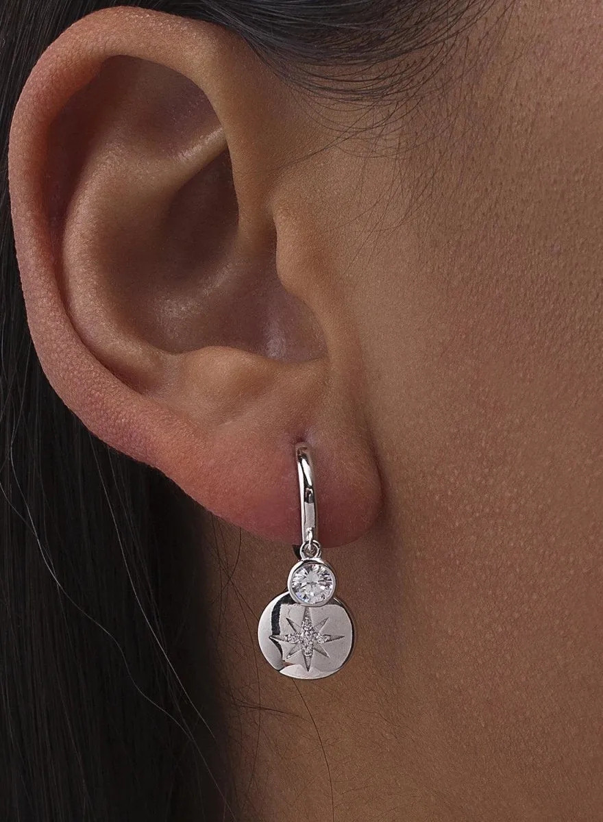 Pendientes con colgantes de plata diseo destello y circonita