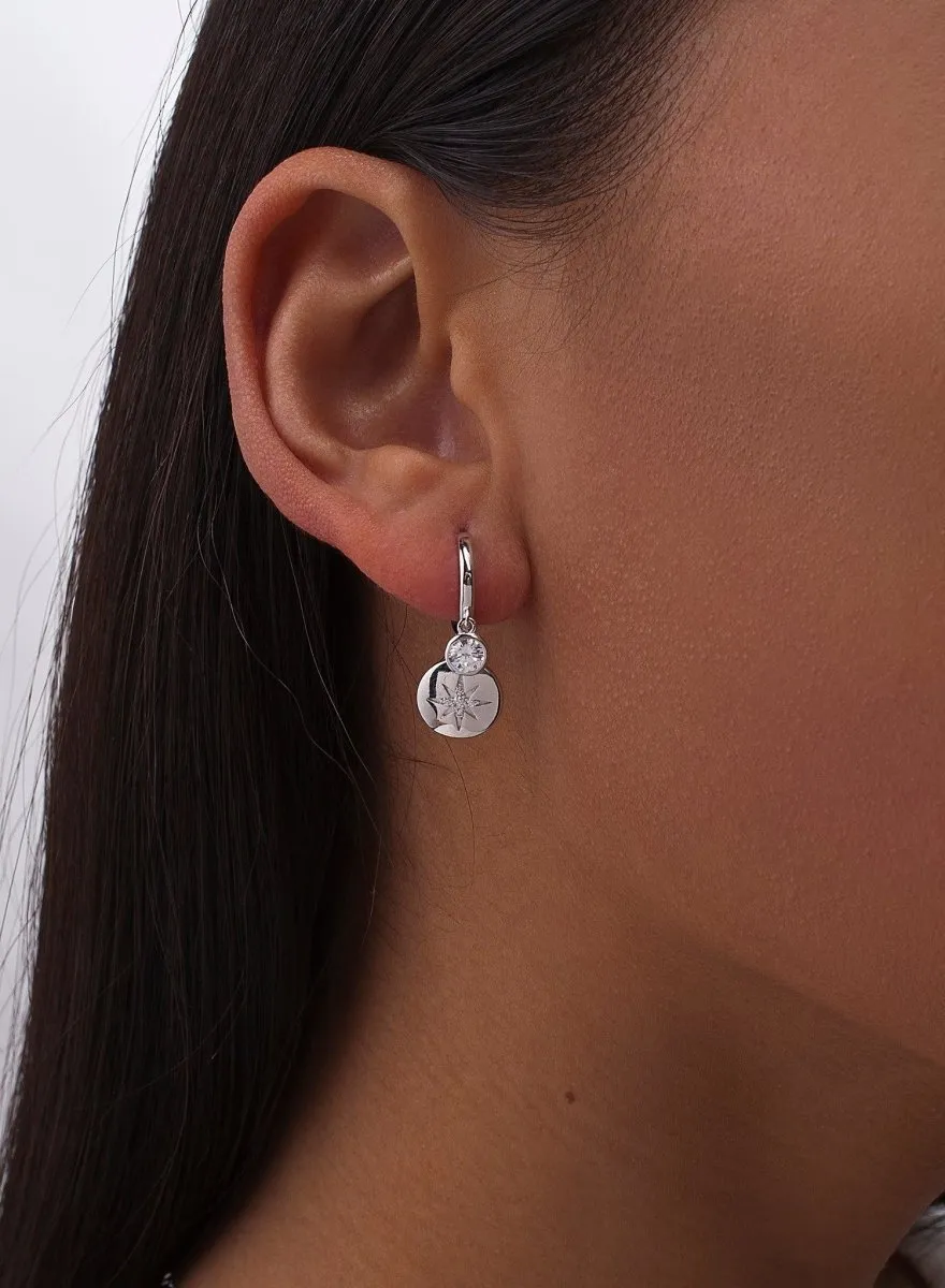 Pendientes con colgantes de plata diseo destello y circonita