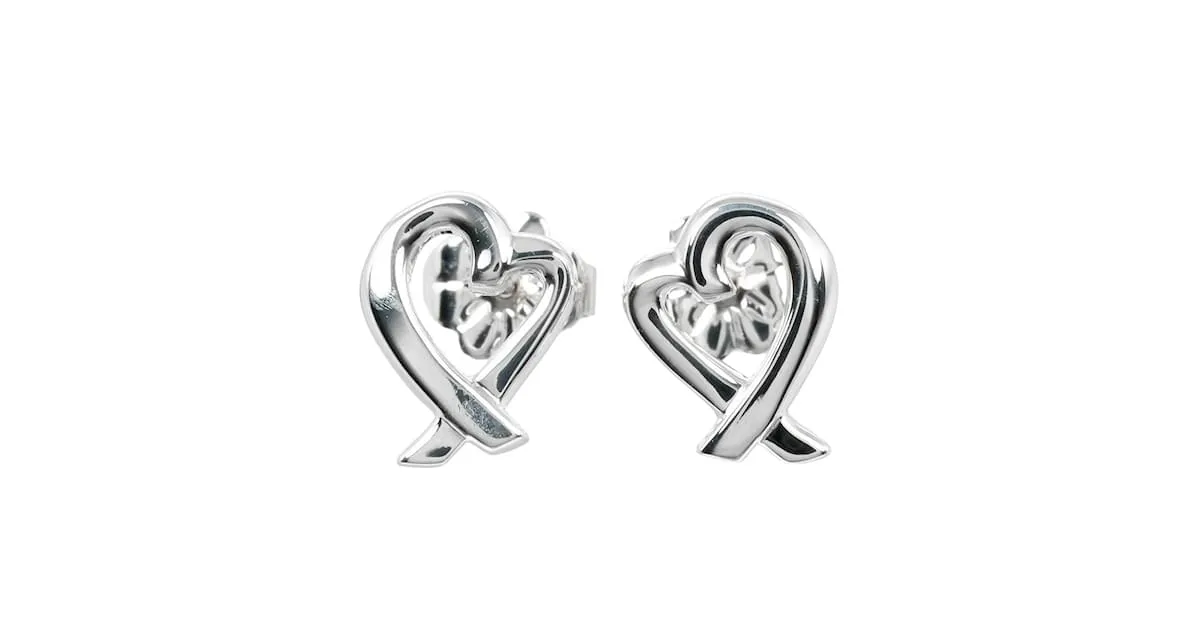 Pendientes de Stud Corazón Amoroso de Tiffany & Co. Plata 