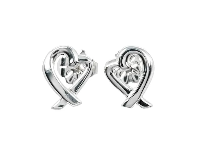 Pendientes de Stud Corazón Amoroso de Tiffany & Co. Plata 