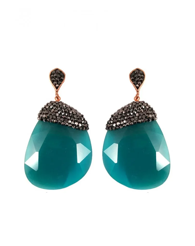 PENDIENTES LARGOS AZULES DE PIEDRA