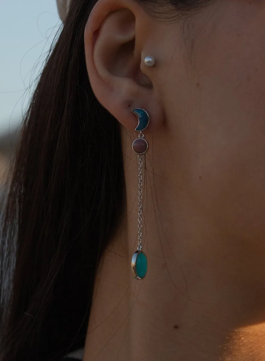 Pendientes largos diseo de triple motivo baados en oro