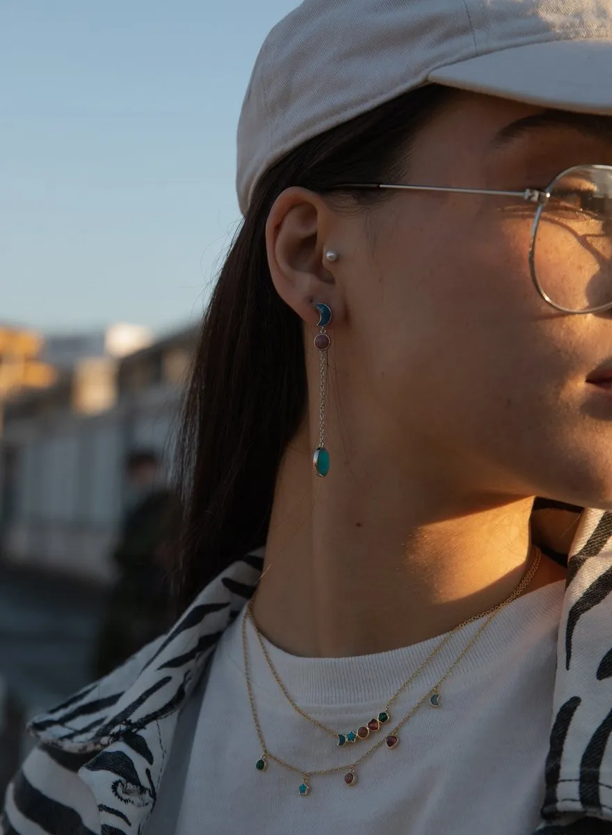 Pendientes largos diseo de triple motivo baados en oro