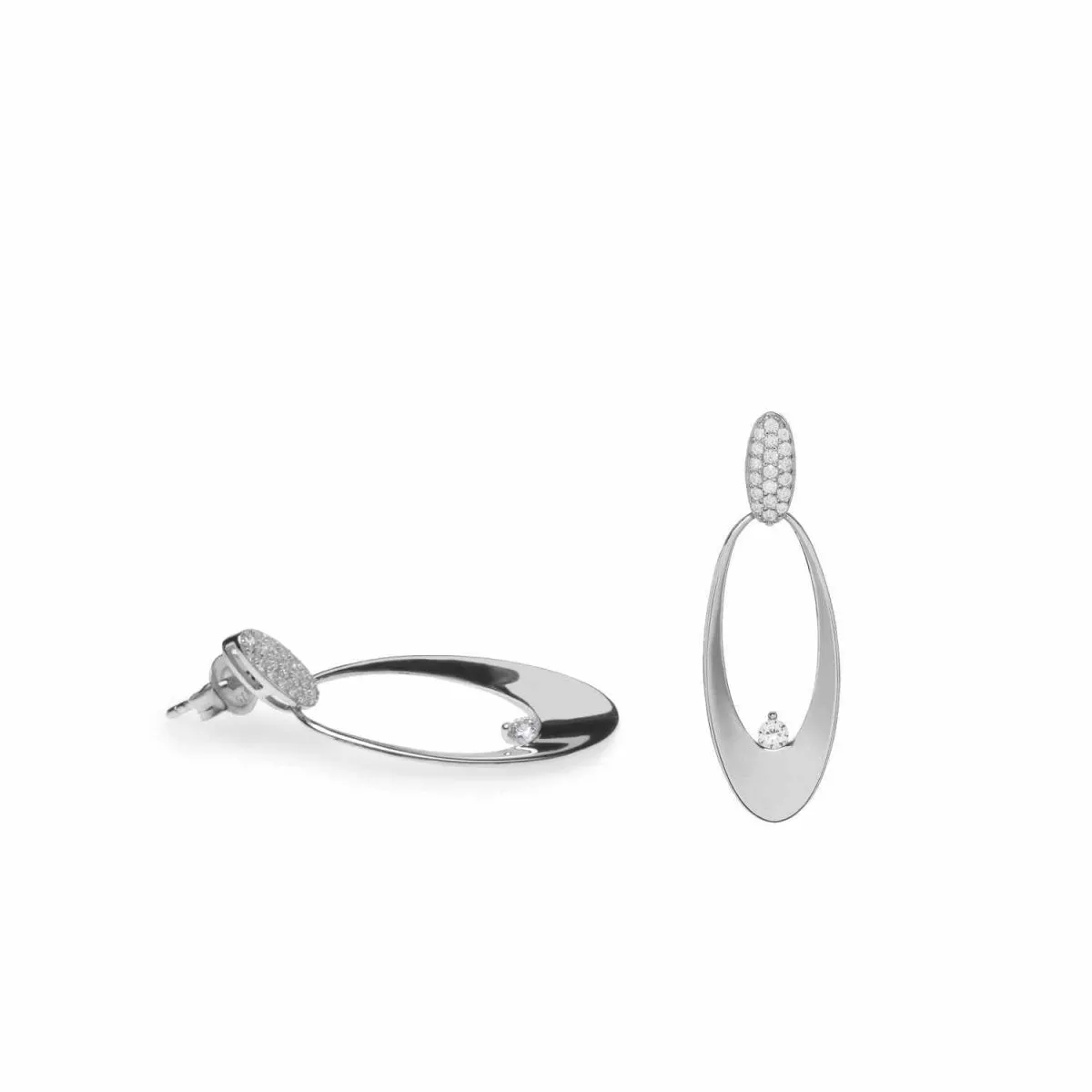 Pendientes largos diseo oval con circonitas