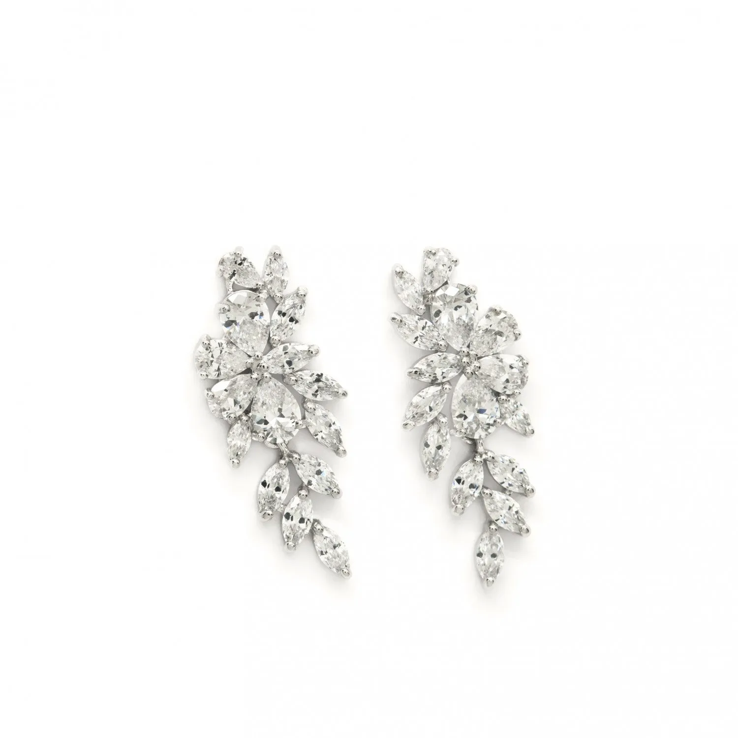Pendientes largos novia diseo estilo nature con circonitas