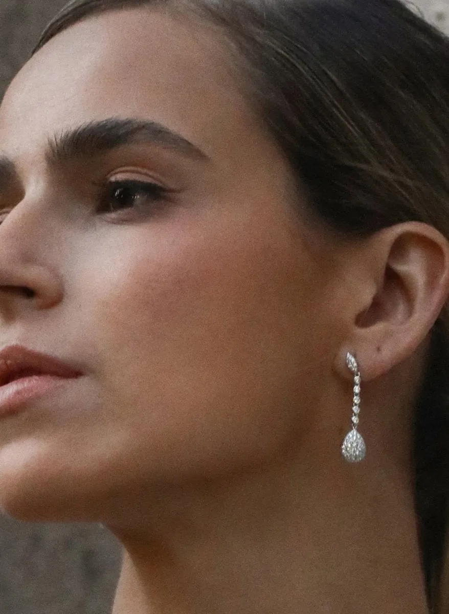 Pendientes novia swarovski diseo colgante con circonita