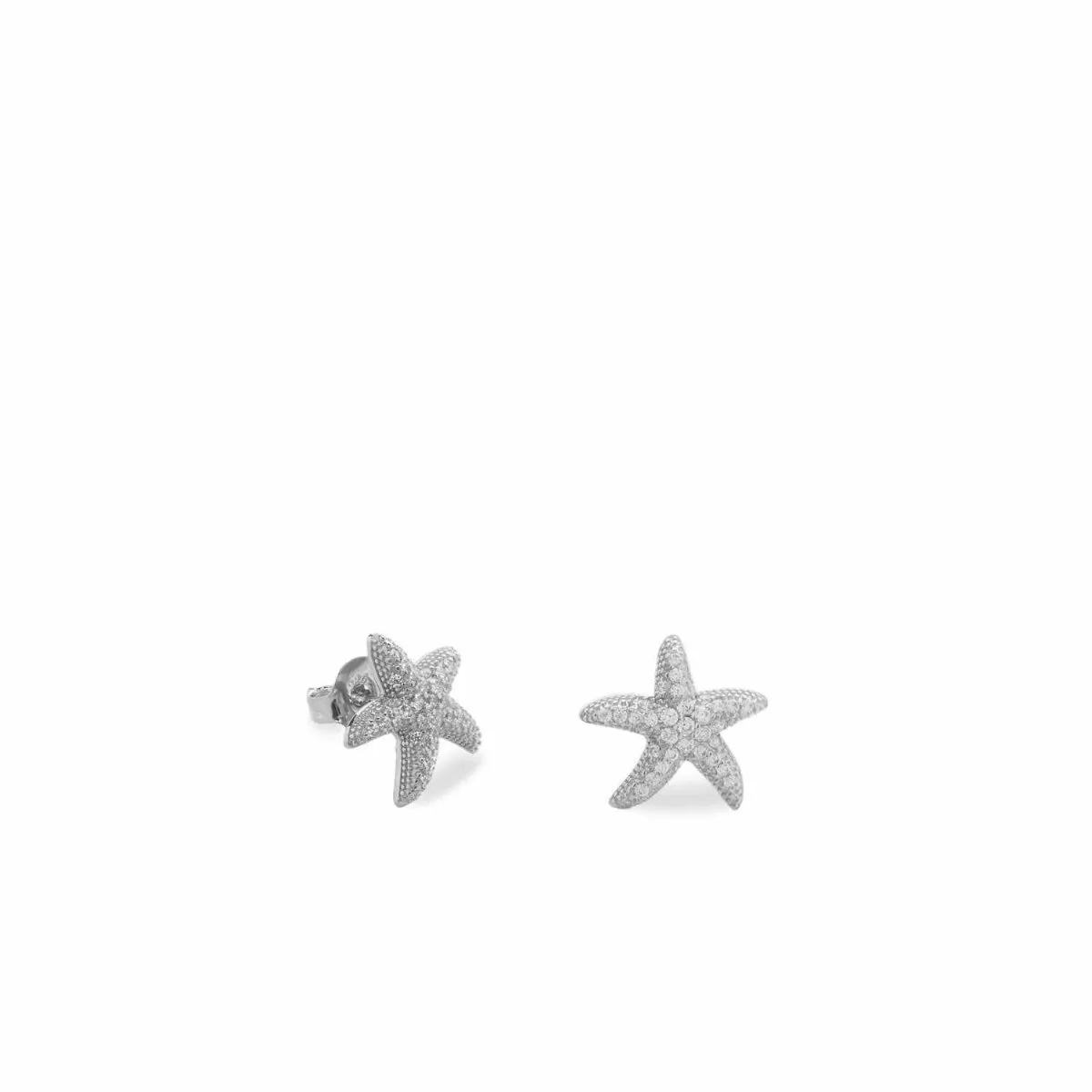Pendientes pequeos de plata motivo estrella de mar