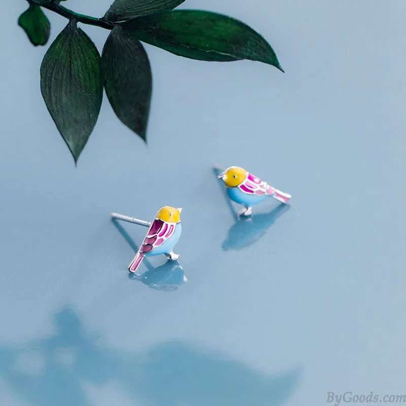 Personalized Bird Earrings Studs Hummingbird Animal Earrings Bird Jewelry For Girl