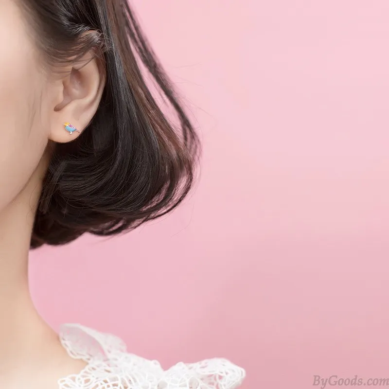 Personalized Bird Earrings Studs Hummingbird Animal Earrings Bird Jewelry For Girl