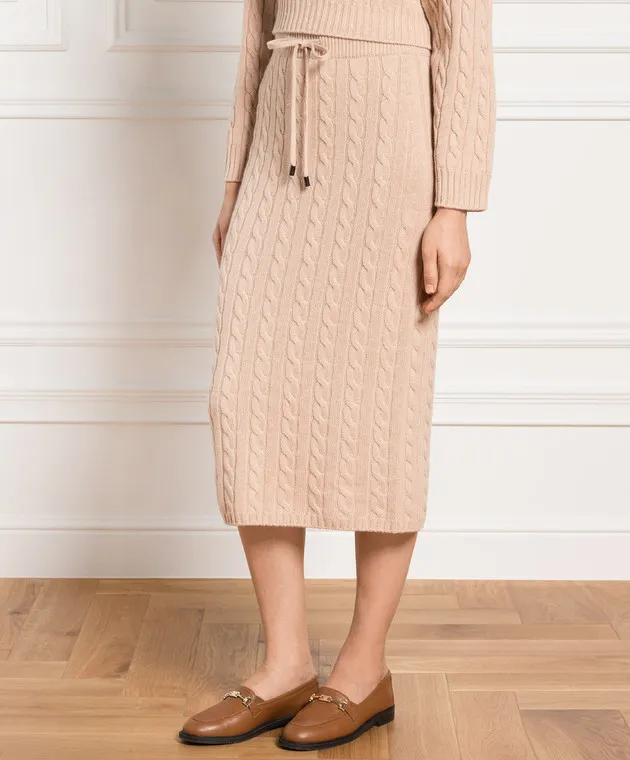Peserico Beige midi skirt with textured pattern and lurex