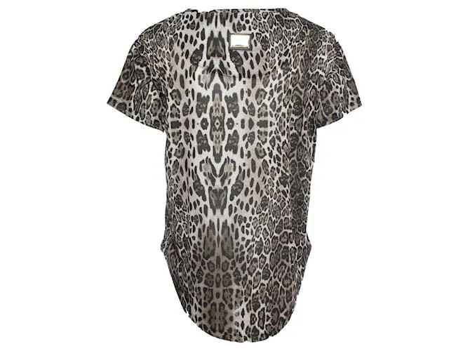 Philipp Plein, Camiseta con estampado de leopardo Castaño Multicolor 