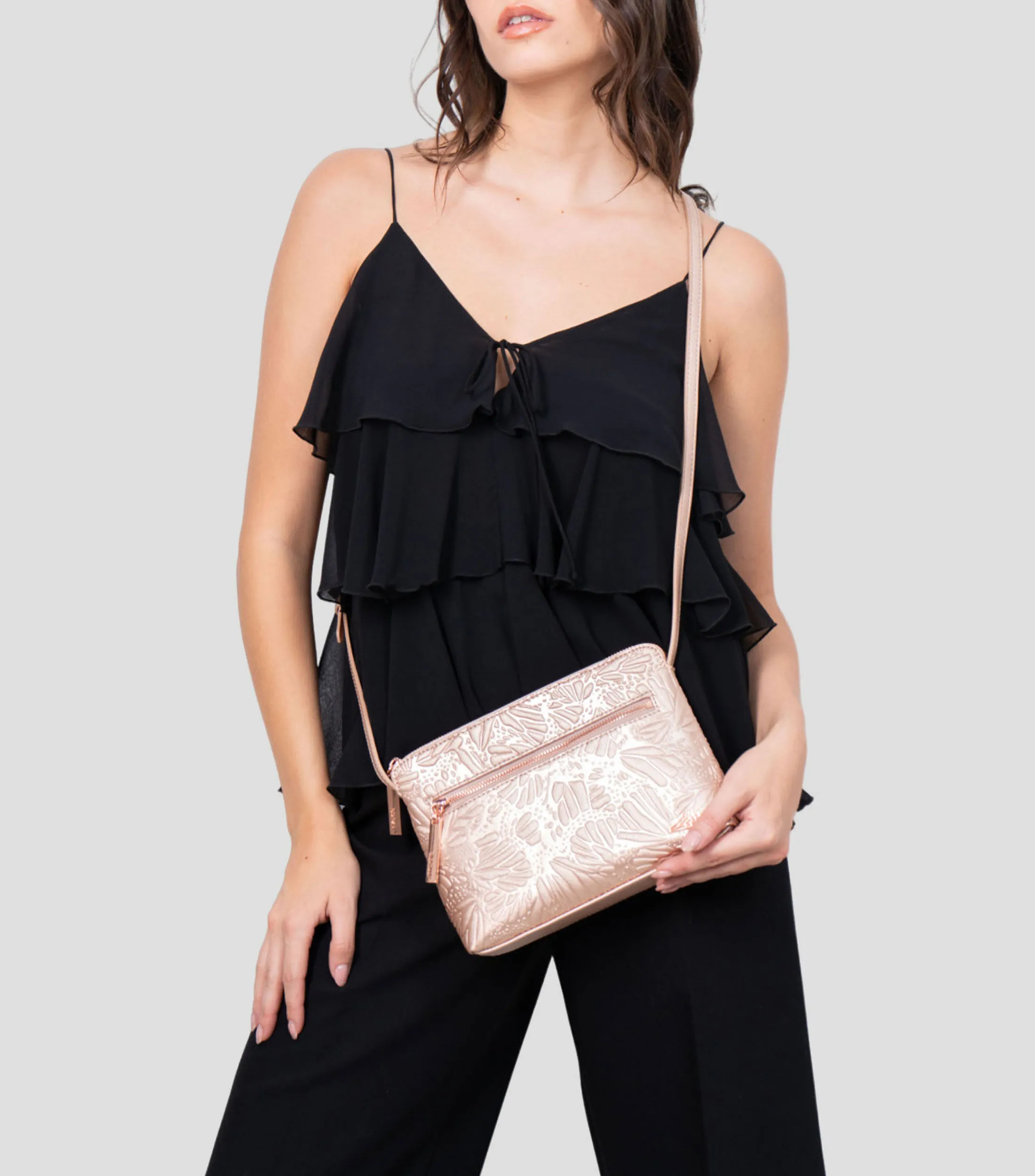 Pineda Covalin Bolso crossbody rosa Yaakun con mariposas Mujer