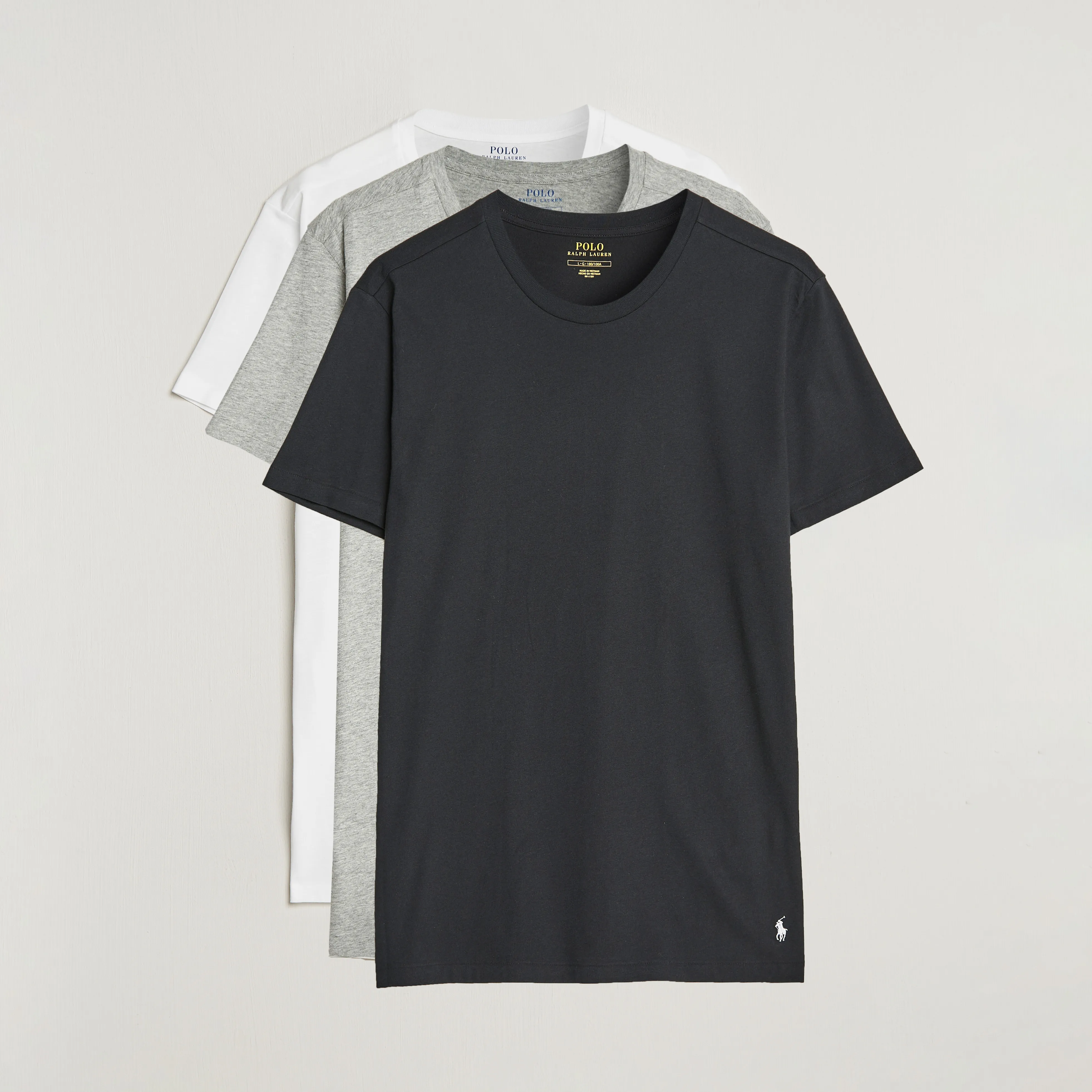 POLO RALPH LAUREN 3PACK CREW NECK TSHIRT WHITE/BLACK/ANDOVER HEATHER