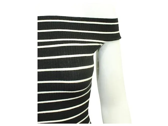 REFORMATION Mini vestido a rayas con hombros descubiertos Negro 