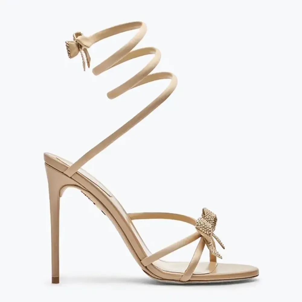 Rene Caovilla Mujer Cleo Nudeu00a0Sandalia con Lazos 105 C12086105R001V104