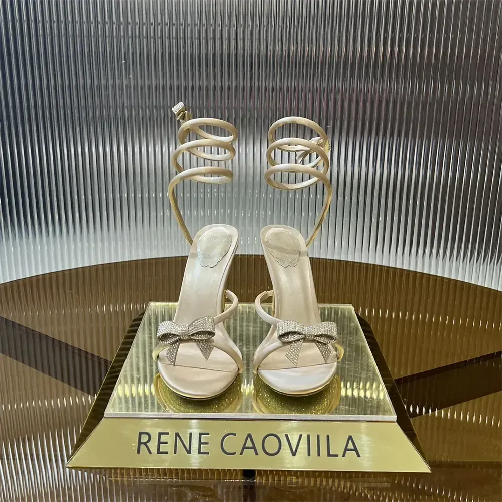 Rene Caovilla Mujer Cleo Nudeu00a0Sandalia con Lazos 105 C12086105R001V104