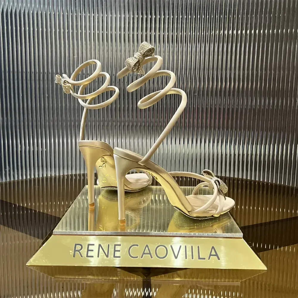 Rene Caovilla Mujer Cleo Nudeu00a0Sandalia con Lazos 105 C12086105R001V104