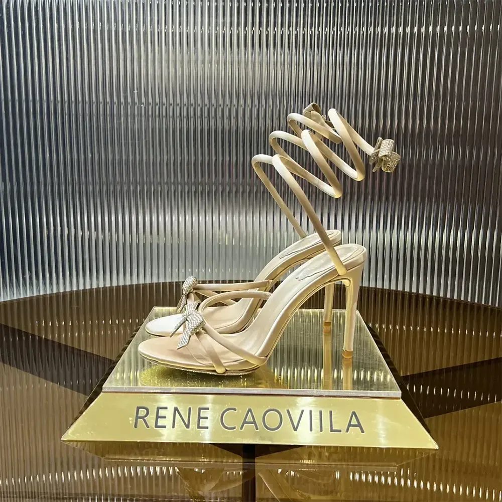 Rene Caovilla Mujer Cleo Nudeu00a0Sandalia con Lazos 105 C12086105R001V104
