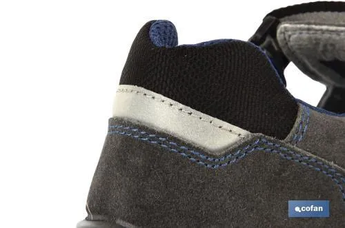 Sandalia de Serraje | Color Gris | Seguridad S1P | Modelo Petrina | Cierre con Velcro