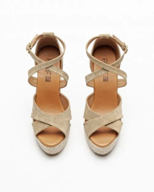 Sandalias con cuña PROF 22244 gris pardo