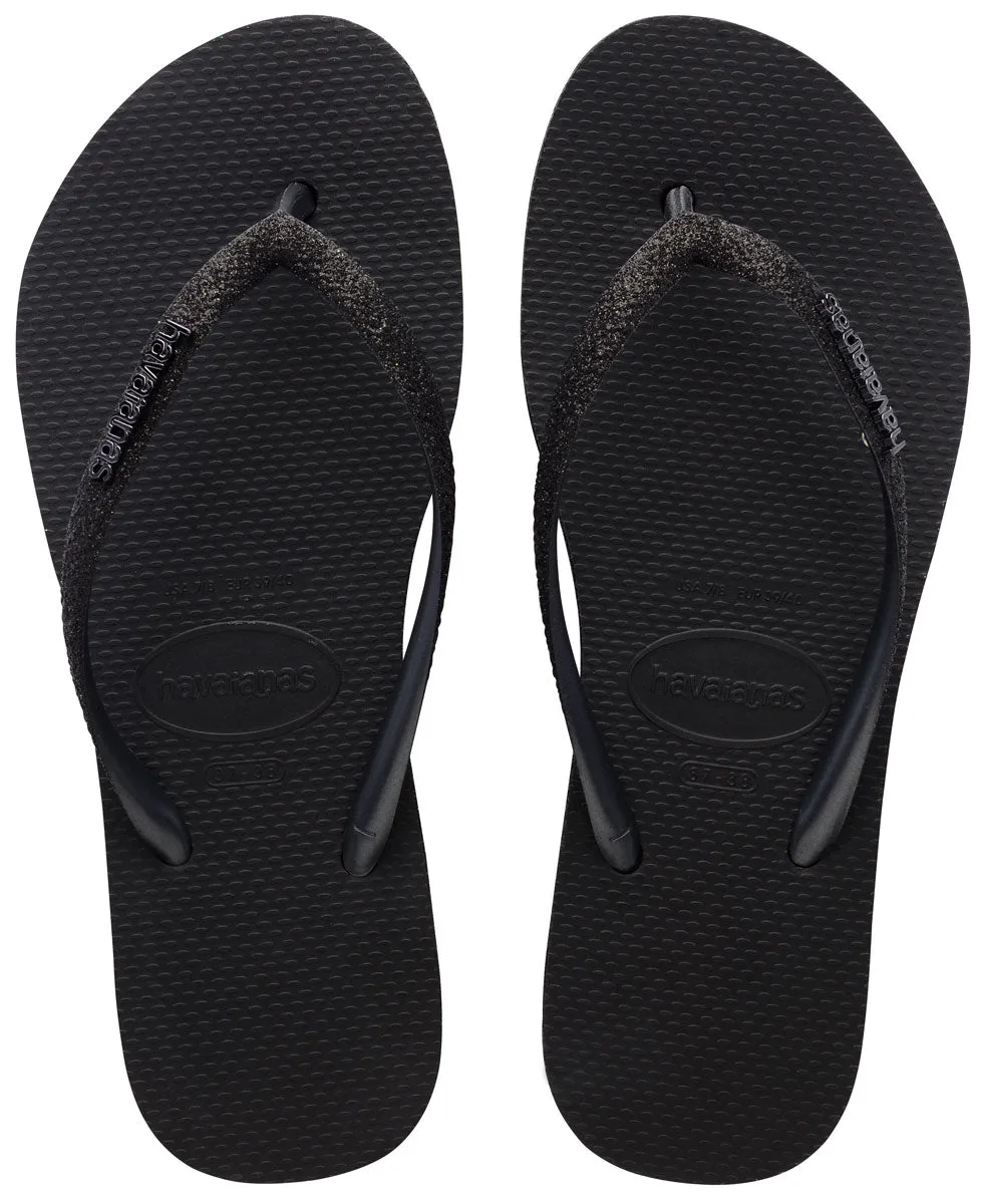 Sandalias de goma negras con suela de 1.5 pulgadas Havaianas Slim Flatform S Trendy