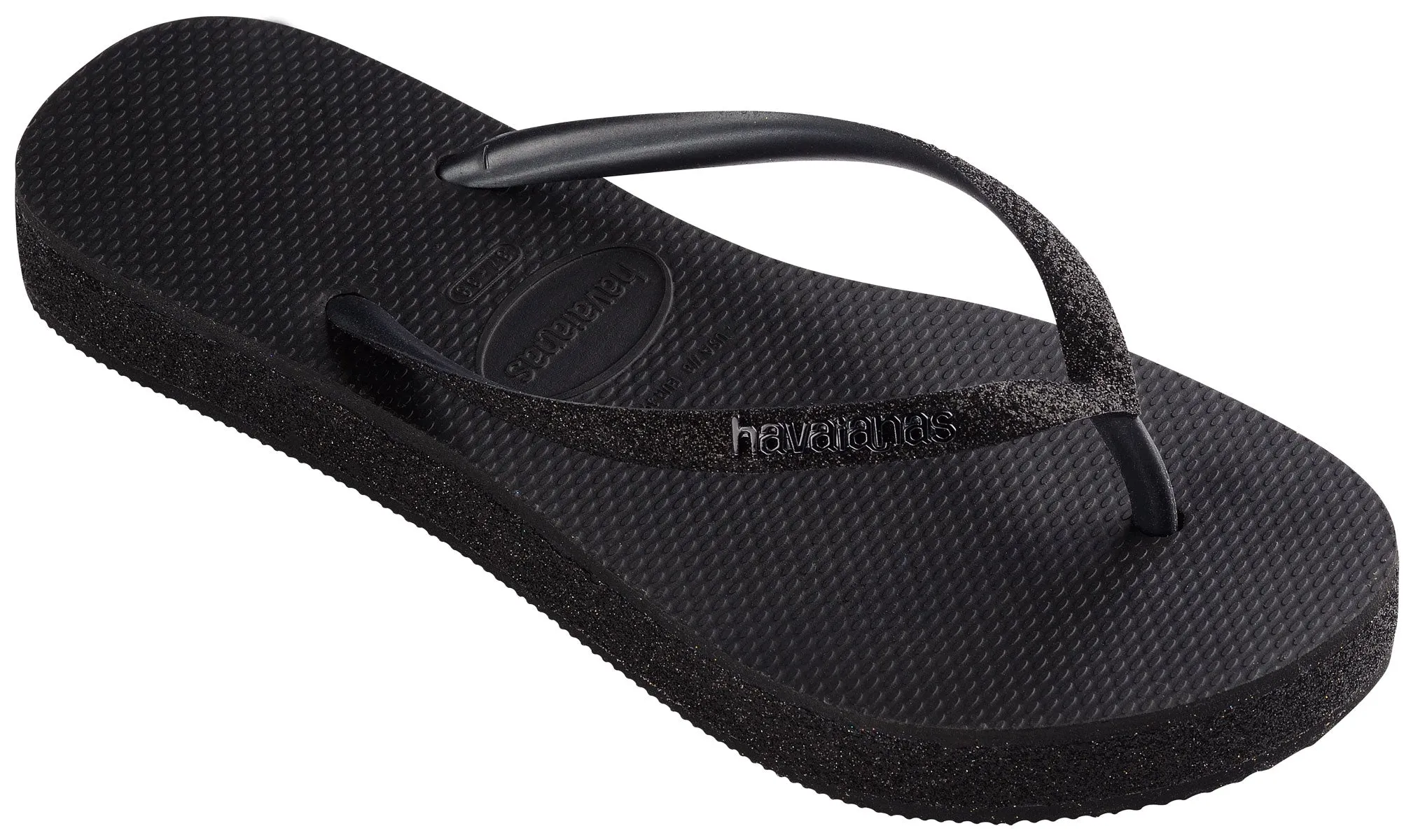 Sandalias de goma negras con suela de 1.5 pulgadas Havaianas Slim Flatform S Trendy