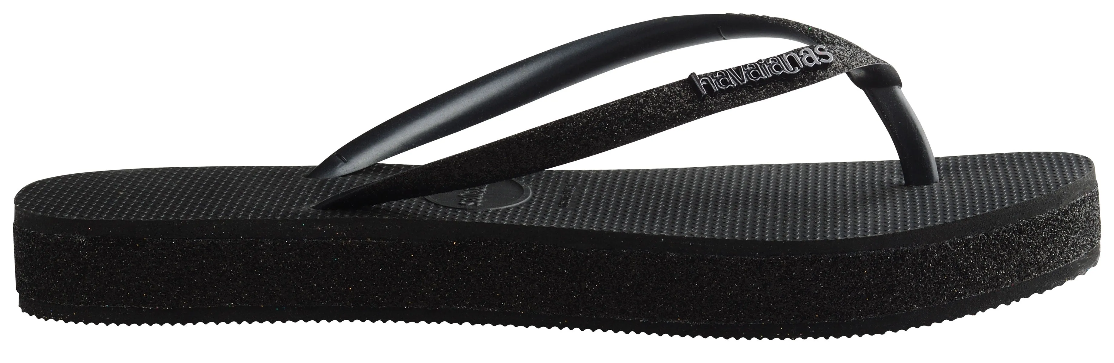 Sandalias de goma negras con suela de 1.5 pulgadas Havaianas Slim Flatform S Trendy
