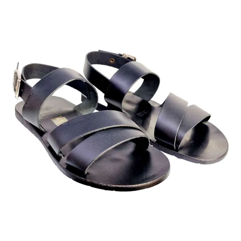 SANDALIAS HOMBRE DOBLE TIRA CON TALÓN NEGRO NEGRO
