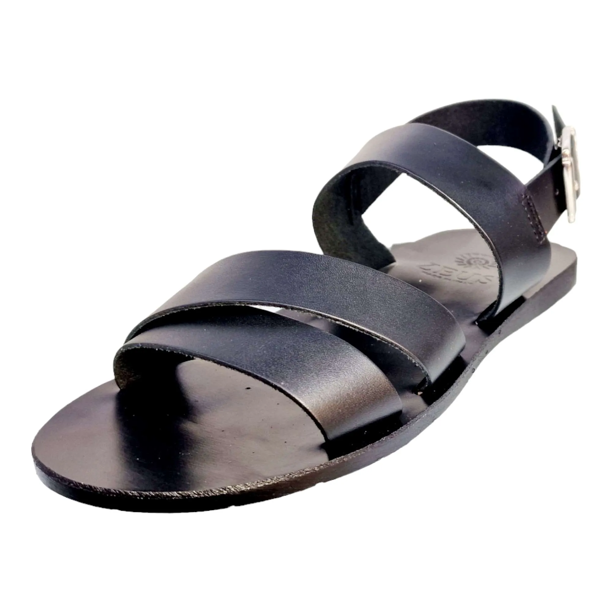 SANDALIAS HOMBRE DOBLE TIRA CON TALÓN NEGRO NEGRO