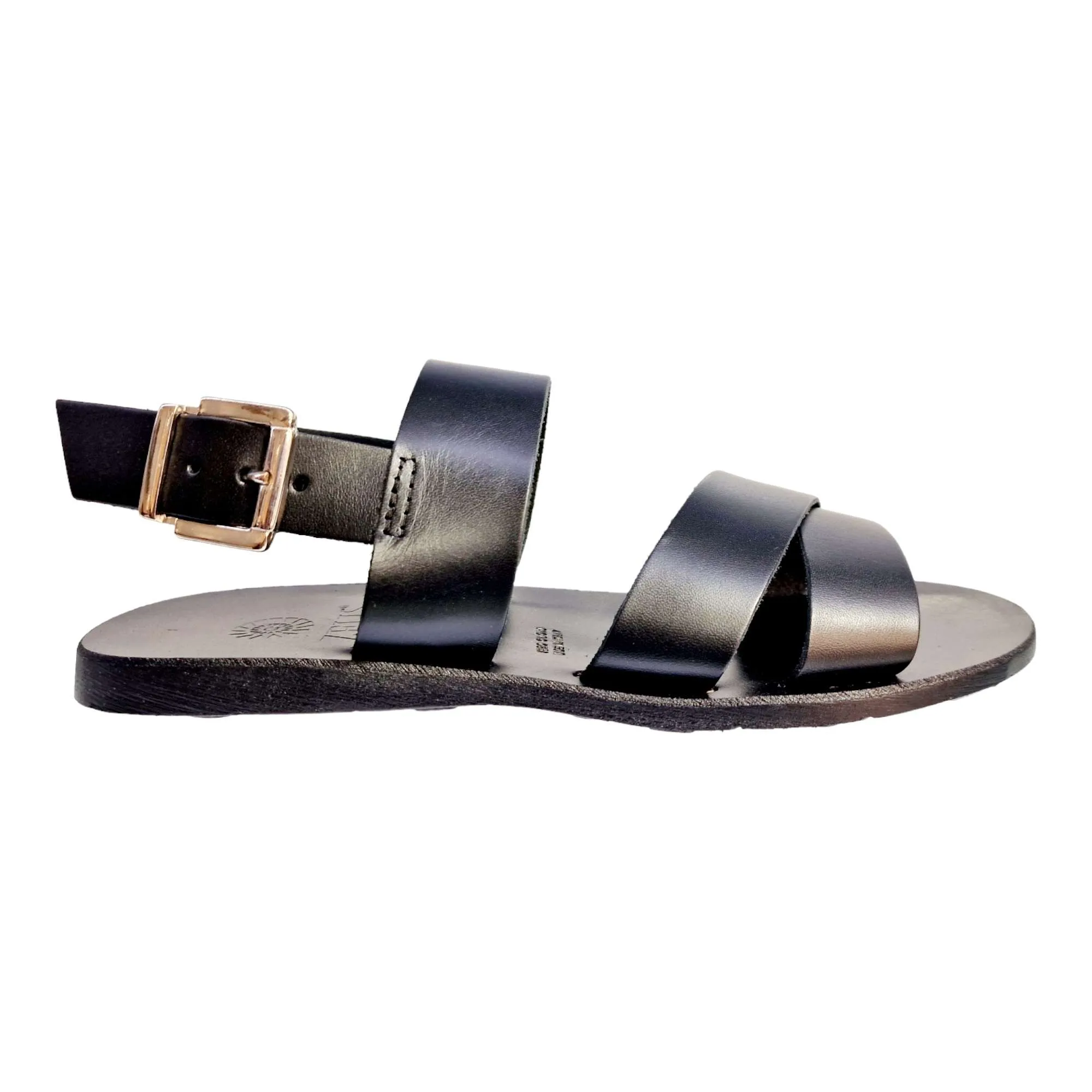 SANDALIAS HOMBRE DOBLE TIRA CON TALÓN NEGRO NEGRO