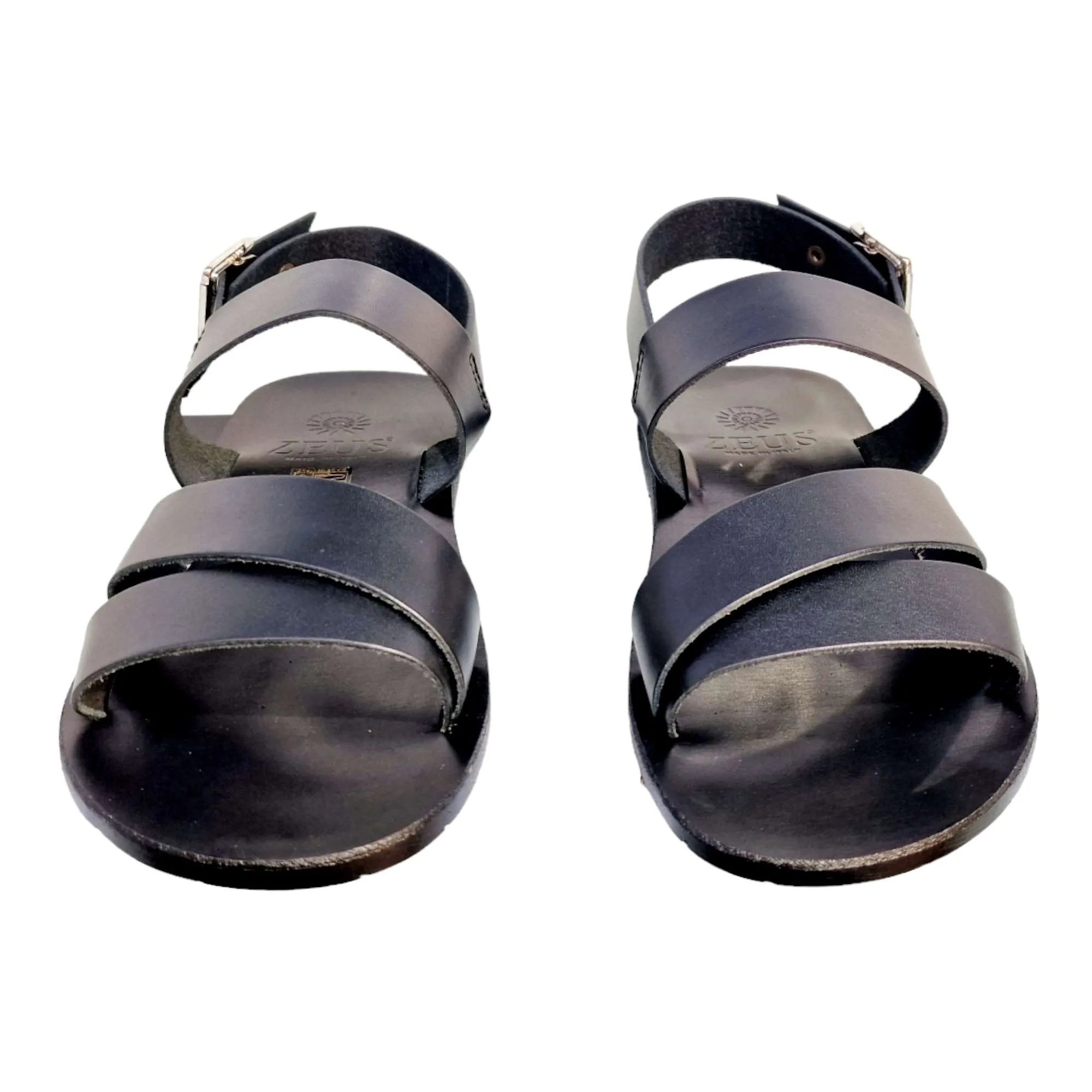 SANDALIAS HOMBRE DOBLE TIRA CON TALÓN NEGRO NEGRO