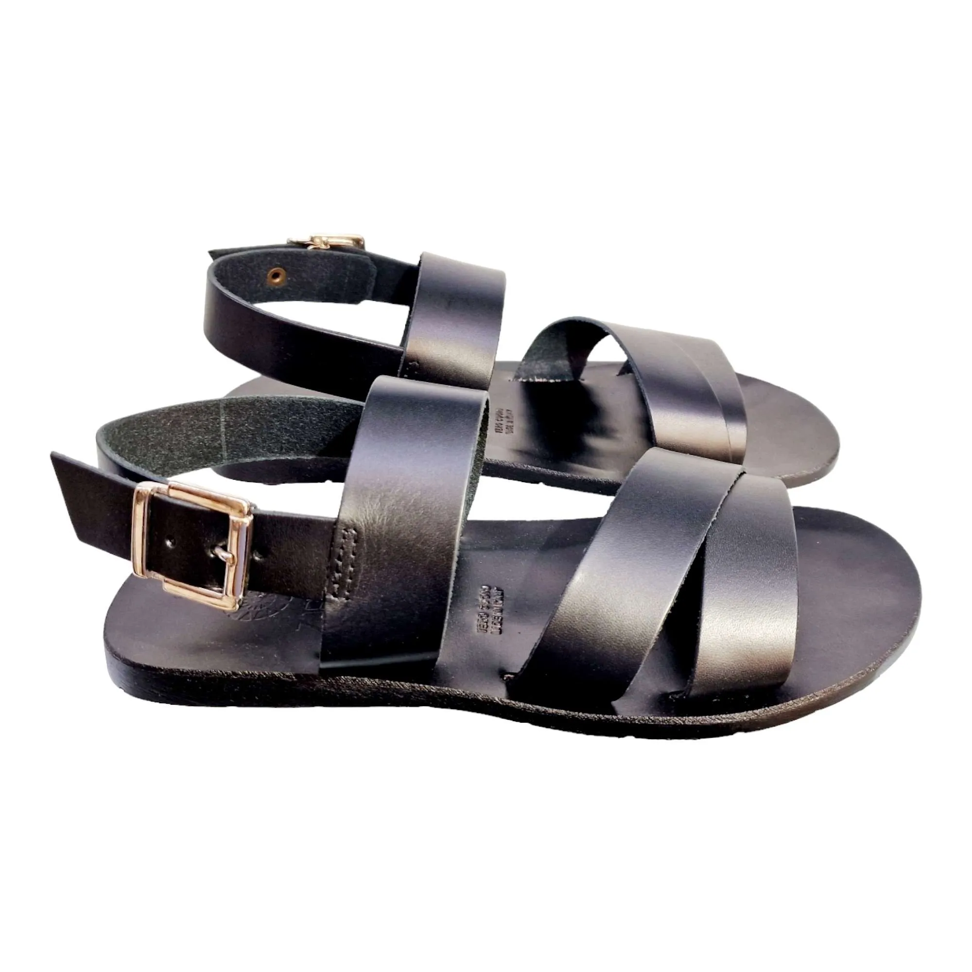 SANDALIAS HOMBRE DOBLE TIRA CON TALÓN NEGRO NEGRO