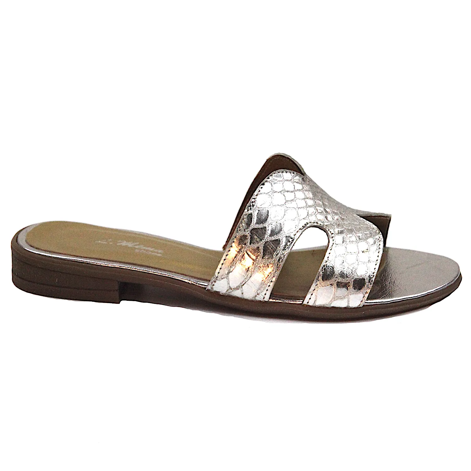 Sandalias plana plateadas mujer