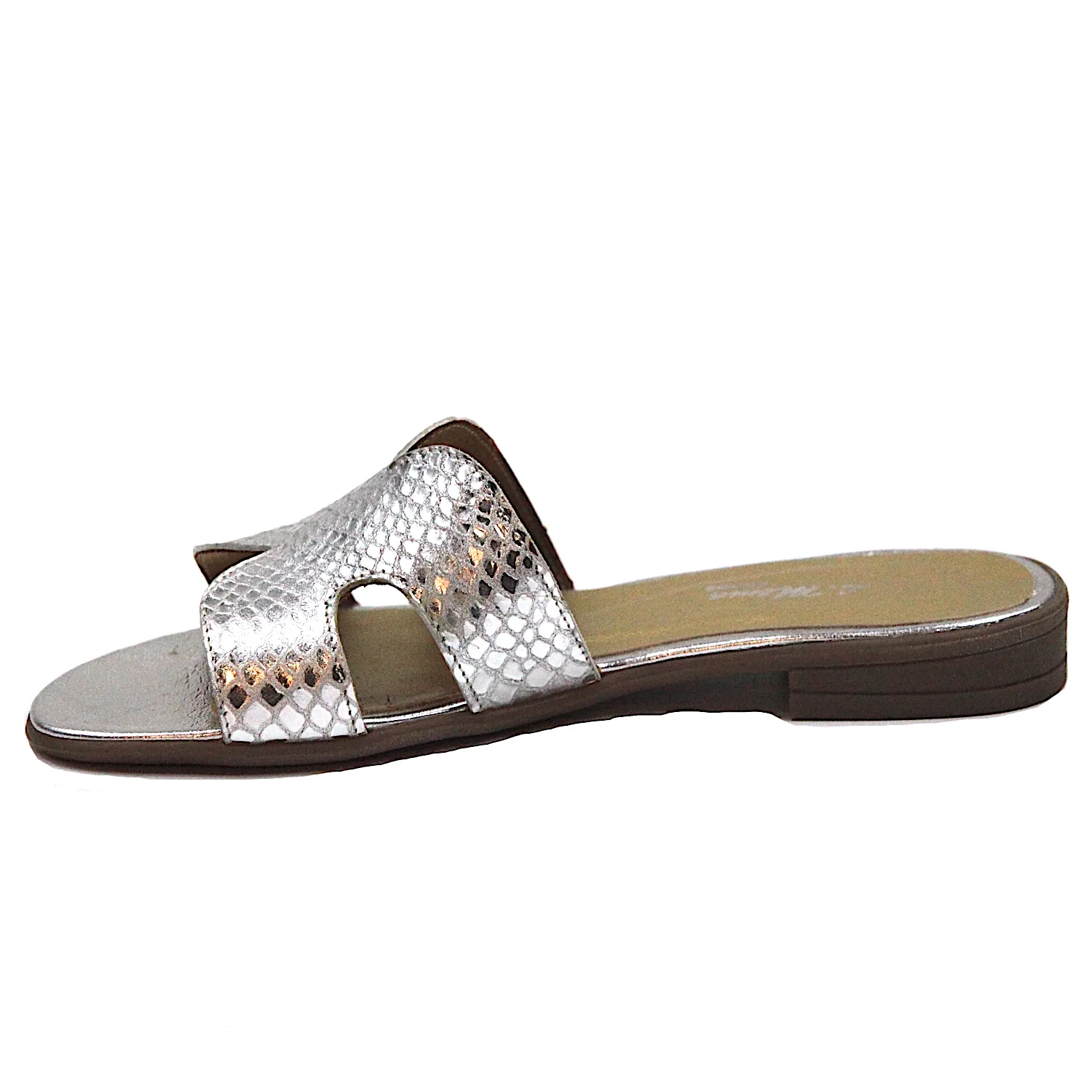 Sandalias plana plateadas mujer